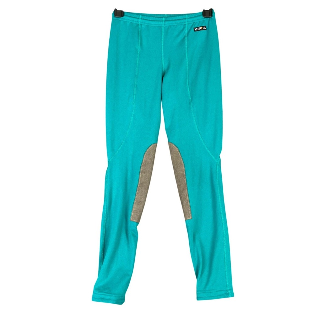 Kerrits Performance Equestrian Riding Tights Knee Patch Teal Kids XL Girls